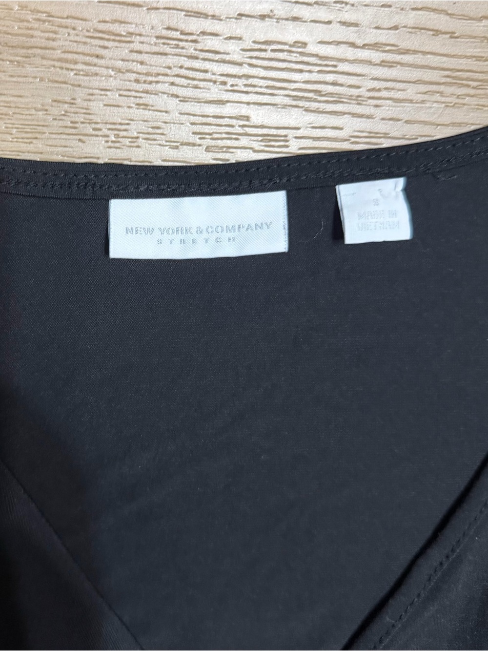 New York & Company Black Ruched Faux-Wrap Sleeveless Top - Picture 5 of 5